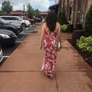 Red and White Maxi Express Dress